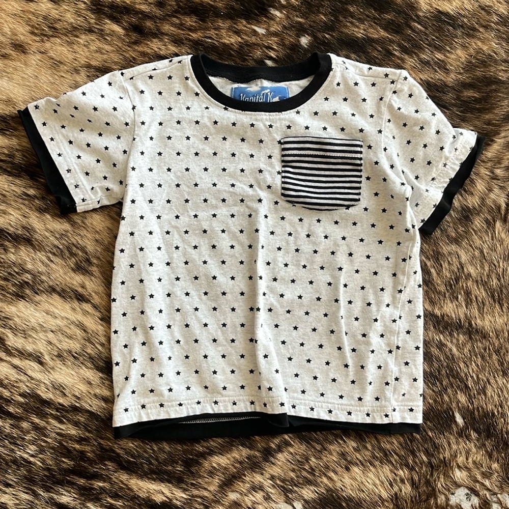Kapital K black and gray Stars and Stripes 100% cotton tee